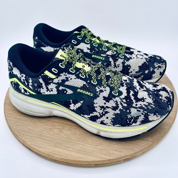 Brooks Ghost 15 Running Shoes Womens 9 Black Gray Mesh Trainers Sneakers Camo - Picture 1 of 11